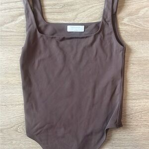 Babaton Brown Square-Neck Tank Bodysuit
